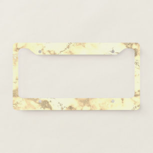 White & Yel. Gold Marble License Plate Frame Vs 2