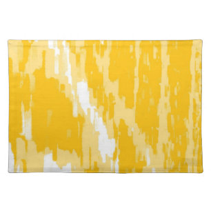 White, Yellow Abstract Art Retro Placemats