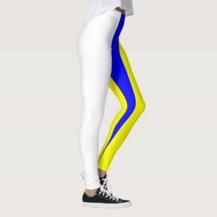 White Yellow and Blue Vertically-Striped Leggings