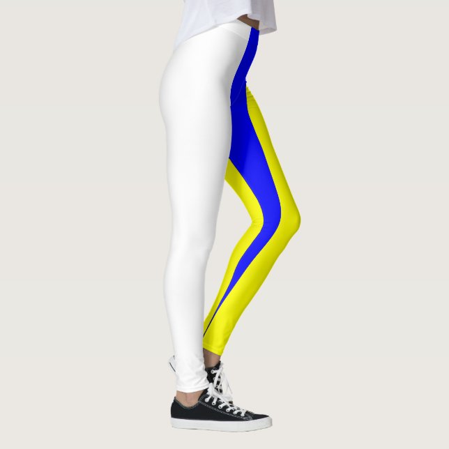 White Yellow and Blue Vertically-Striped Leggings (Right)