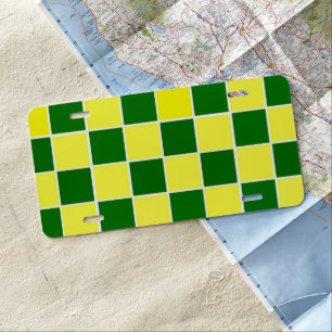 White, Yellow and Green Checkers  License Plate Fr