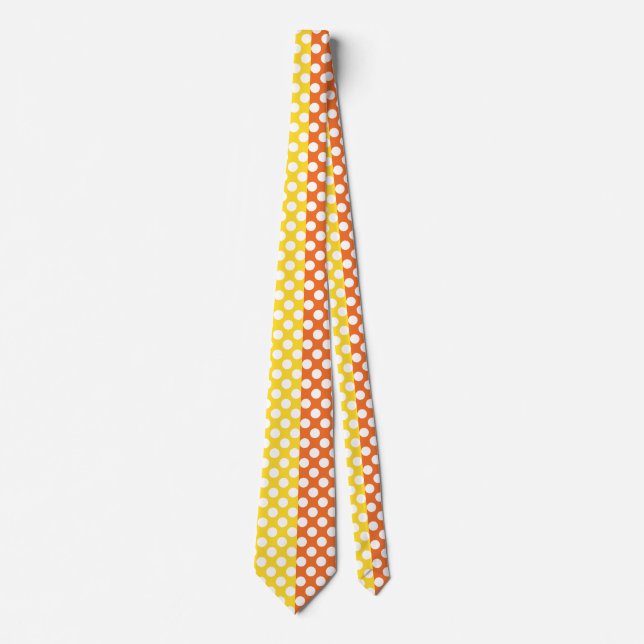 White, Yellow and Orange Polka Dot Neck Tie (Front)