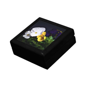 White Yellow and Purple Pansies Gift Box
