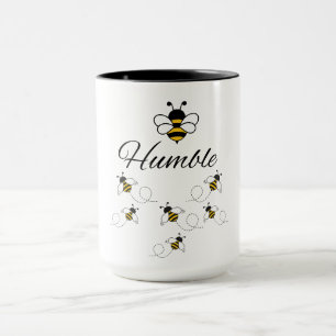 WHITE YELLOW BLACK COMBO BEE HUMBLE BUMBLE BEE MUG
