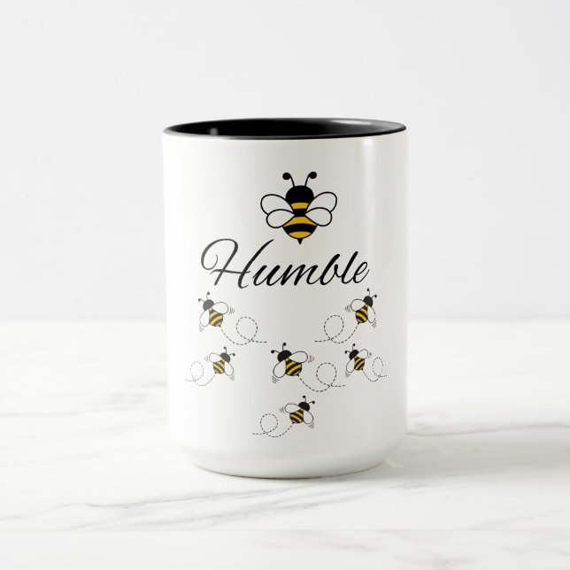 WHITE YELLOW BLACK COMBO BEE HUMBLE BUMBLE BEE  MUG (Center)