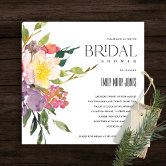 BRIGHT BLUSH BURGUNDY FLORAL BUNCH BRIDAL SHOWER INVITATION