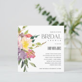 WHITE YELLOW BLUSH BURGUNDY FLORAL BRIDAL SHOWER INVITATION (Standing Front)