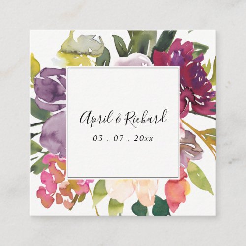 WHITE YELLOW BLUSH BURGUNDY FLORAL WEDDING WEBSITE SQUARE BUSINESS CARD