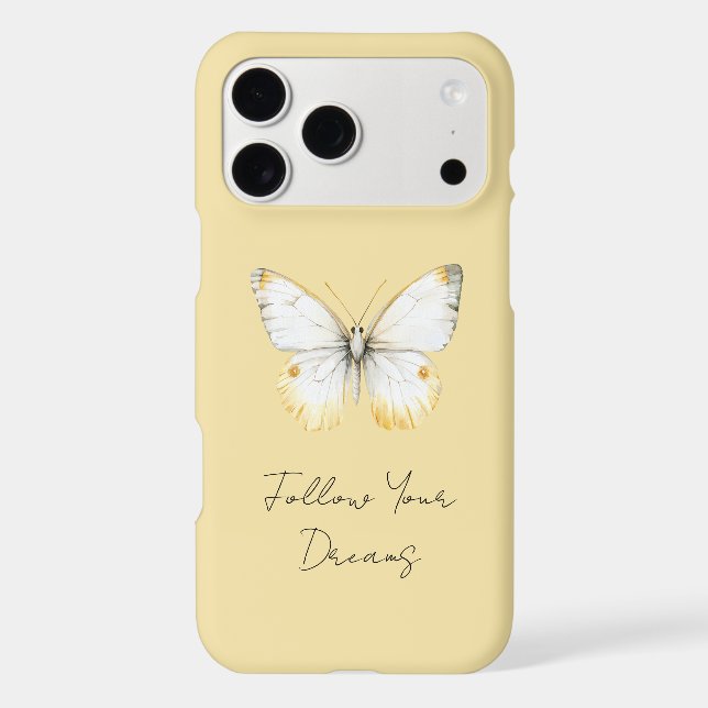 White Yellow Butterfly iPhone Case (Back)