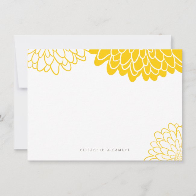White Yellow Chrysanthemum Personalized Stationery Note Card