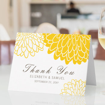 White Yellow Chrysanthemum Wedding Thank You Card by pinkpinetree at Zazzle