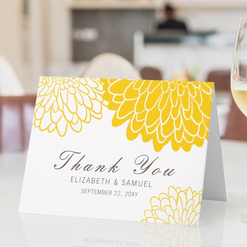 White Yellow Chrysanthemum Wedding Thank You Card