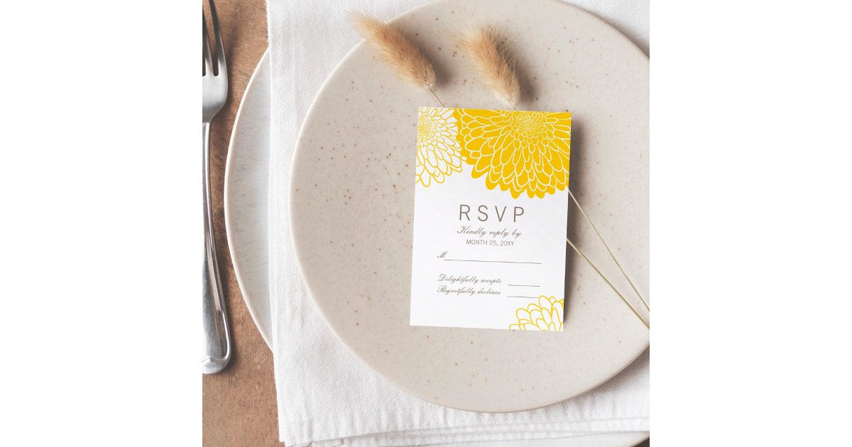 White Yellow Chrysanthemums Response RSVP Card | Zazzle