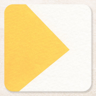 White / Yellow Color Block Pattern Square Paper Coaster