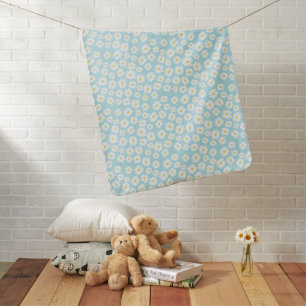 White yellow cyan daisy flower pattern baby blanket