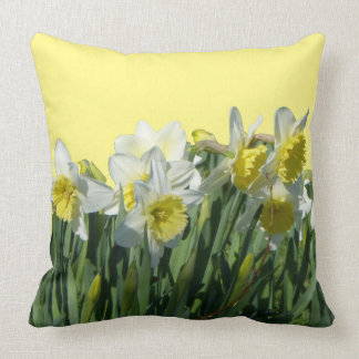 White Yellow Daffodils Cust. Spring Throw Pillow