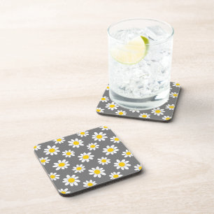 White Yellow Daisies Beverage Coaster