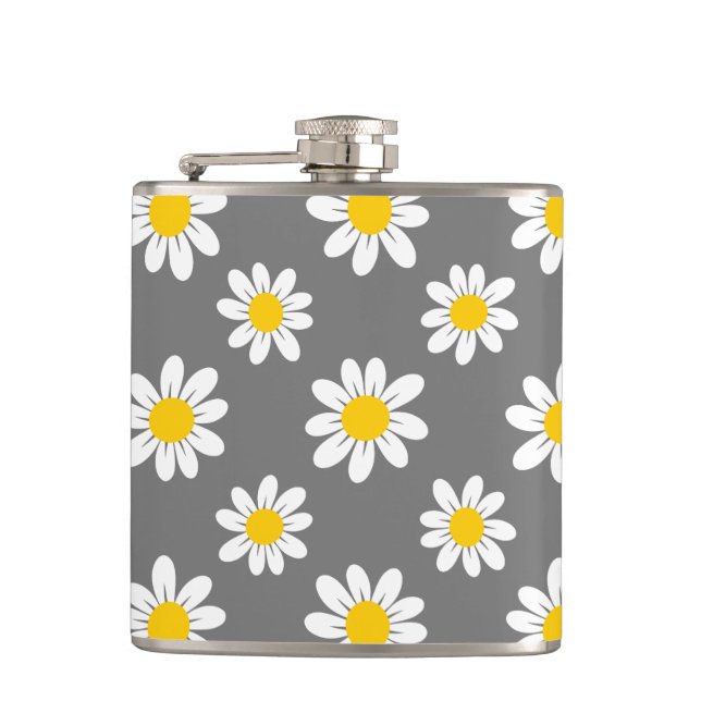 White Yellow Daisies Flask (Front)