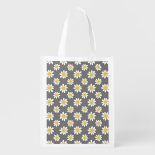 White Yellow Daisies Grocery Bag