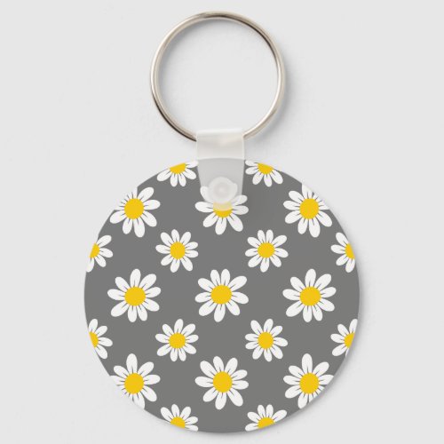 White Yellow Daisies Keychain