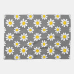 White Yellow Daisies Kitchen Towel