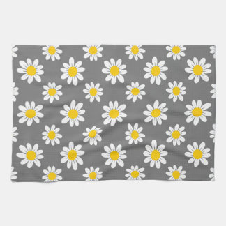 White Yellow Daisies Kitchen Towel