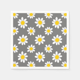 White Yellow Daisies Napkins