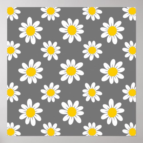 White Yellow Daisies Poster