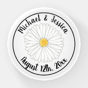 White Yellow Daisy Blossom Flower Floral Wedding Paperweight