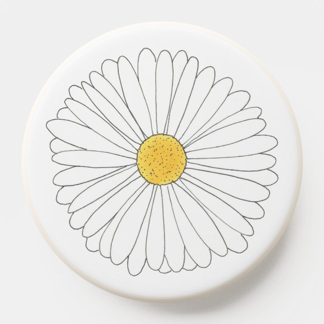 White Yellow Daisy Blossom Flower Garden Spring PopSocket (Popsocket)