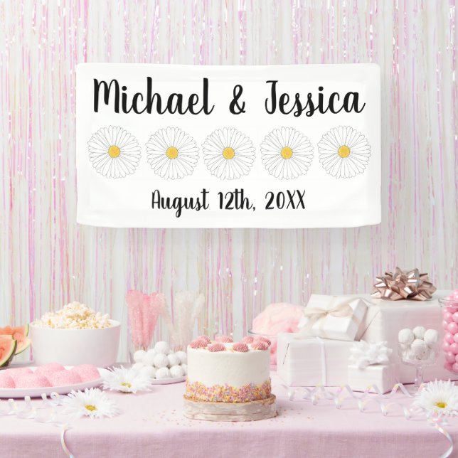 White Yellow Daisy Flower Floral Garden Party Banner (Party)