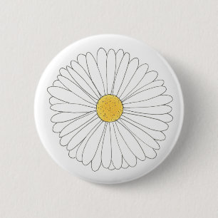 White Yellow Daisy Flower Floral Garden Party Button
