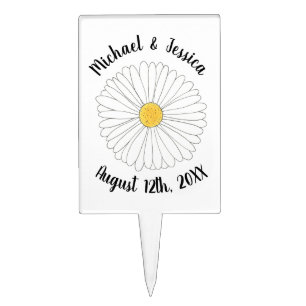 White Yellow Daisy Flower Floral Garden Party Cake Topper