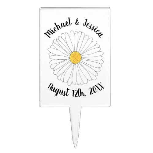 White Yellow Daisy Flower Floral Garden Party Cake Topper