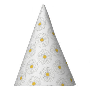 White Yellow Daisy Flower Floral Garden Party Hat