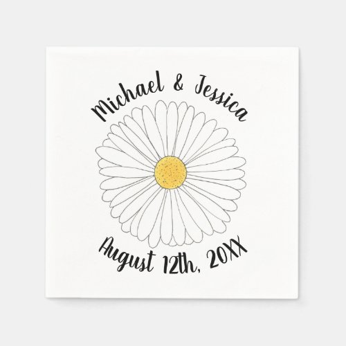 White Yellow Daisy Flower Floral Garden Party Napkins