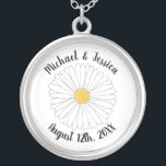 White Yellow Daisy Flower Floral Garden Party Silver Plated Necklace<br><div class="desc">Just personalize with your information! Design features an original marker illustration of a yellow and white daisy flower blossom. Great for a garden party, bridal shower, wedding or engagement. This daisy illustration is also available on other products. Don't see what you're looking for? Need help with customization? Contact Rebecca to...</div>