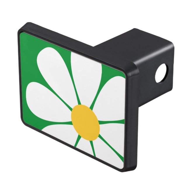 White & Yellow Daisy Flower on Kelly Green Hitch Cover (Top Right)