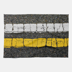 White Yellow Double Line Kitchen Towel