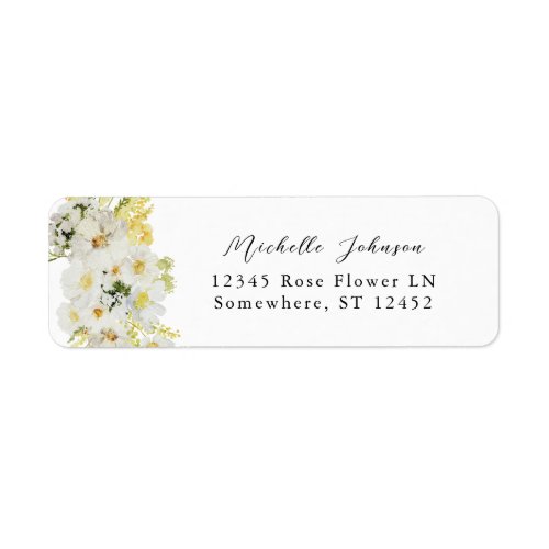 White  Yellow Floral Return Address Label