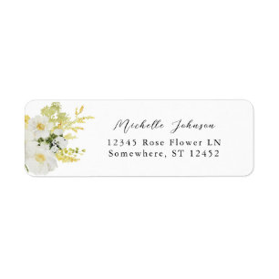 White & Yellow Floral Return Address Label 2