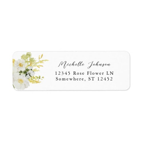 White  Yellow Floral Return Address Label 2