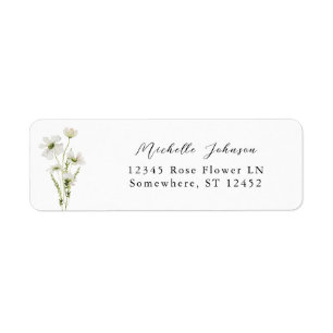 White & Yellow Floral Return Address Label 3