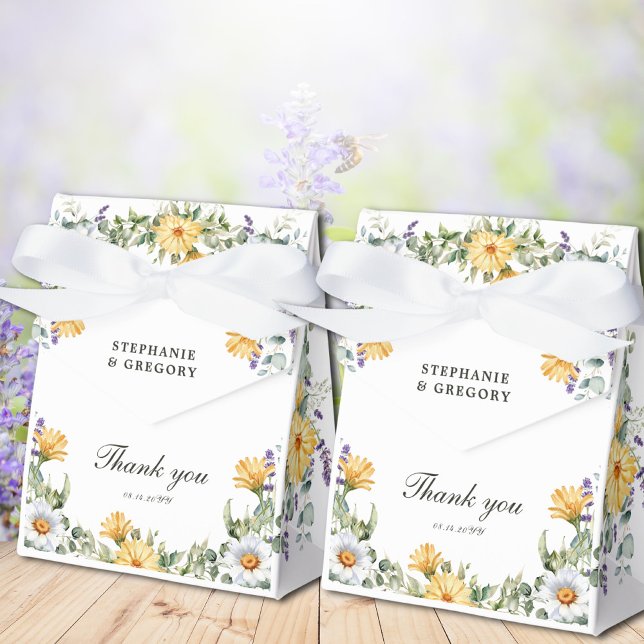 White Yellow Florals Wedding Favor Boxes (Creator Uploaded)
