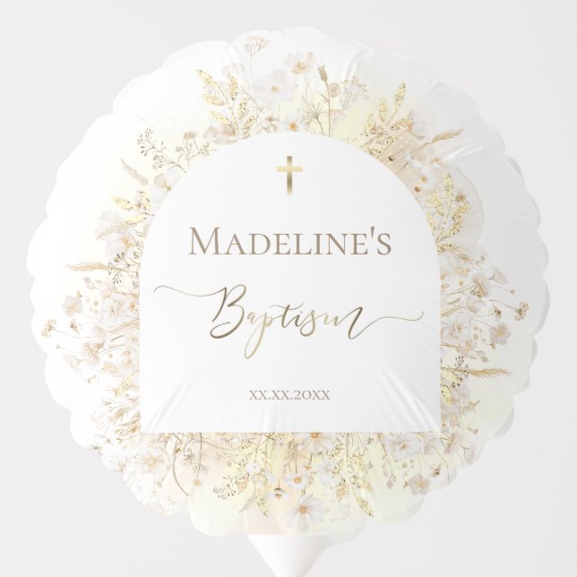 white yellow flowers Baptism  Balloon (Front)