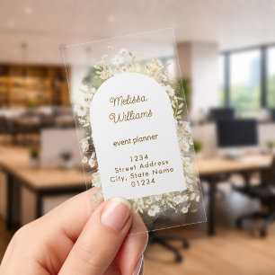 white yellow flowers frame clear business cards