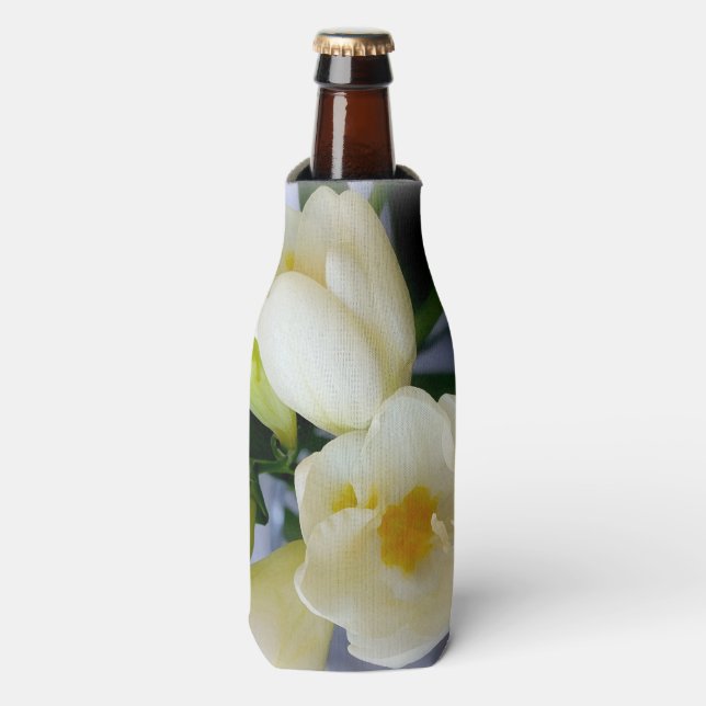 white yellow freesia bottle cooler (Bottle Front)