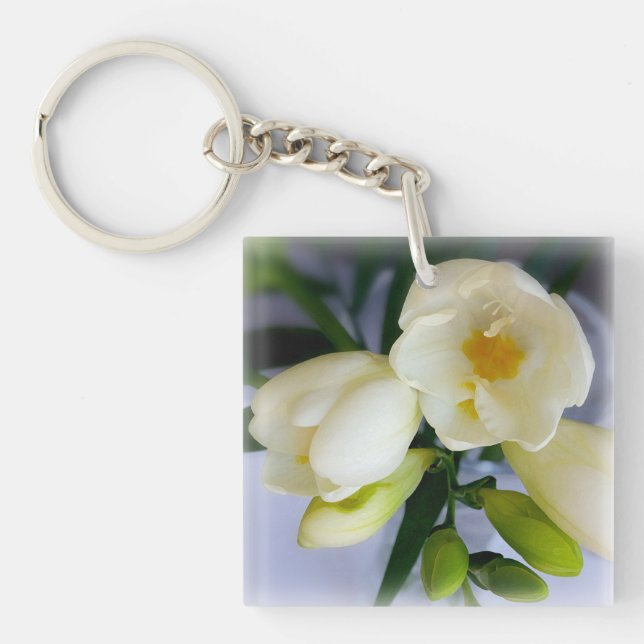 white yellow freesia keychain (Front)