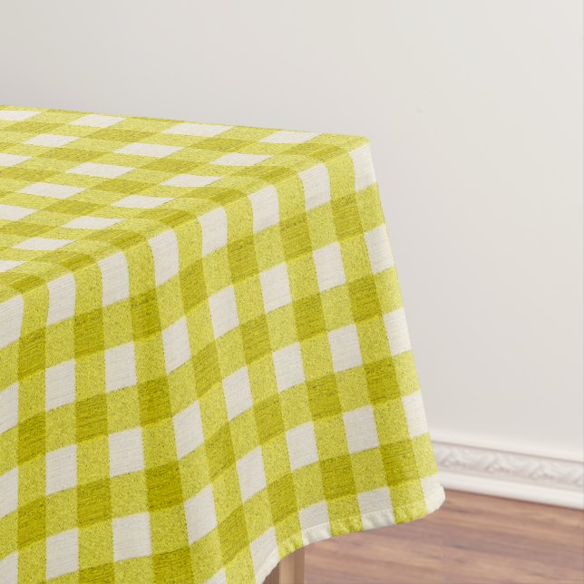 White & Yellow Gingham Pattern | Cotton Checkered Tablecloth (In Situ)