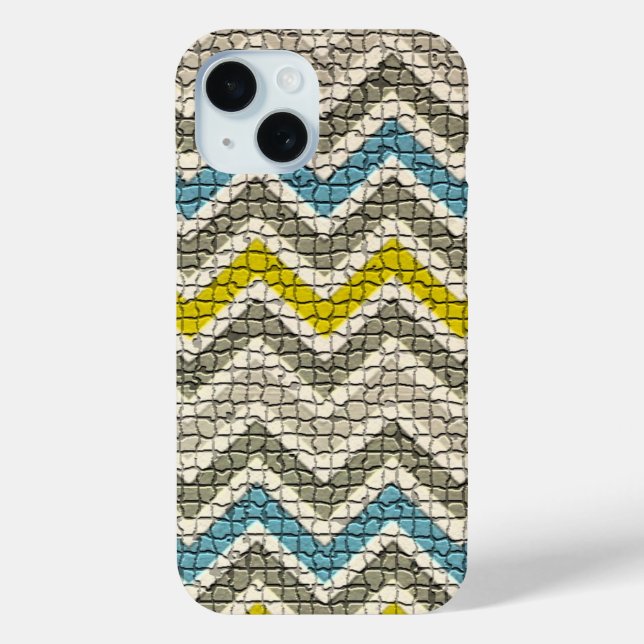 WHITE YELLOW GREY BLUE MOSAIC CHEVRONS Case-Mate iPhone CASE (Back)